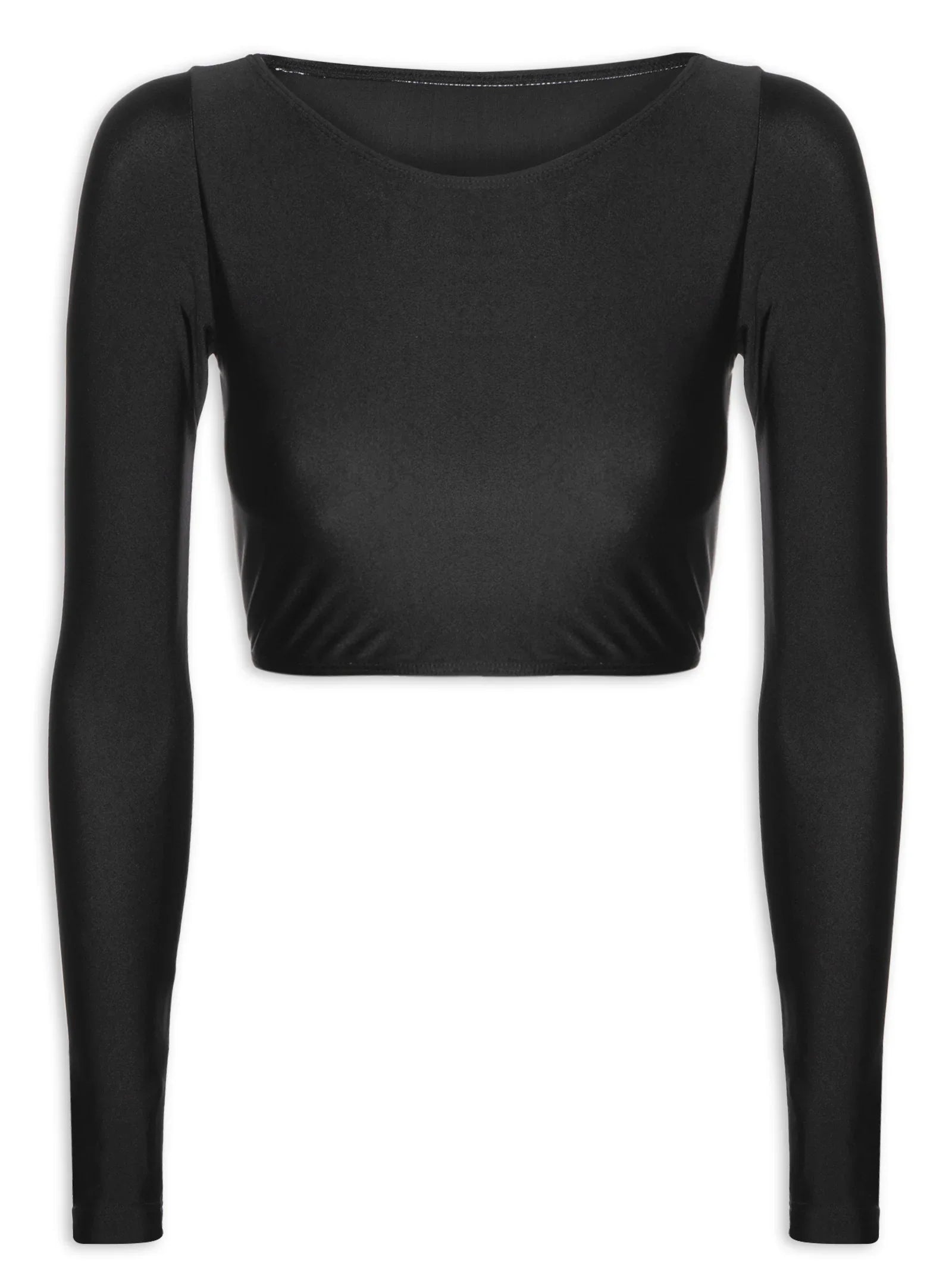 Black Long Sleeve Crop Top