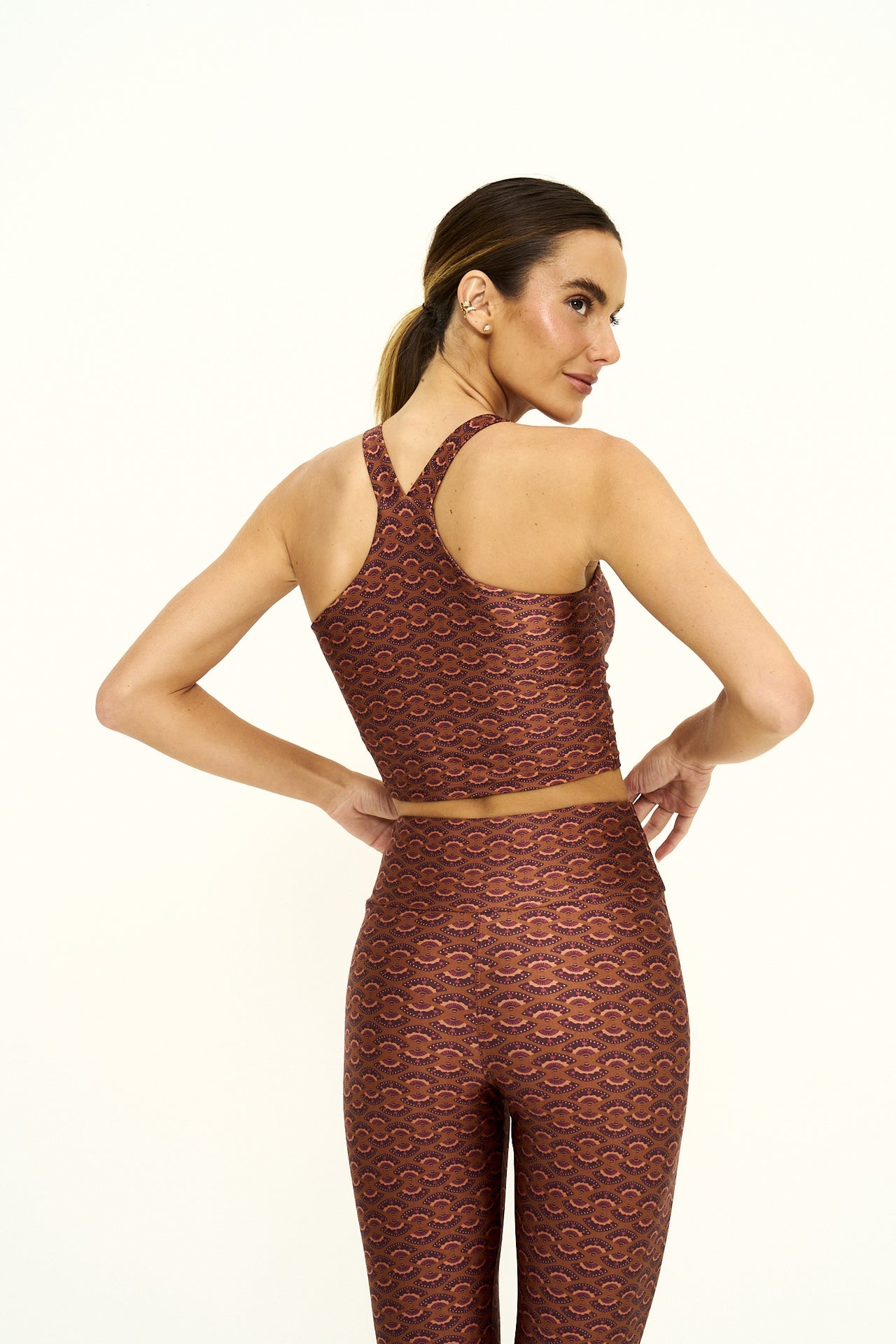 Calça Legging estampada High Brisa Marrom