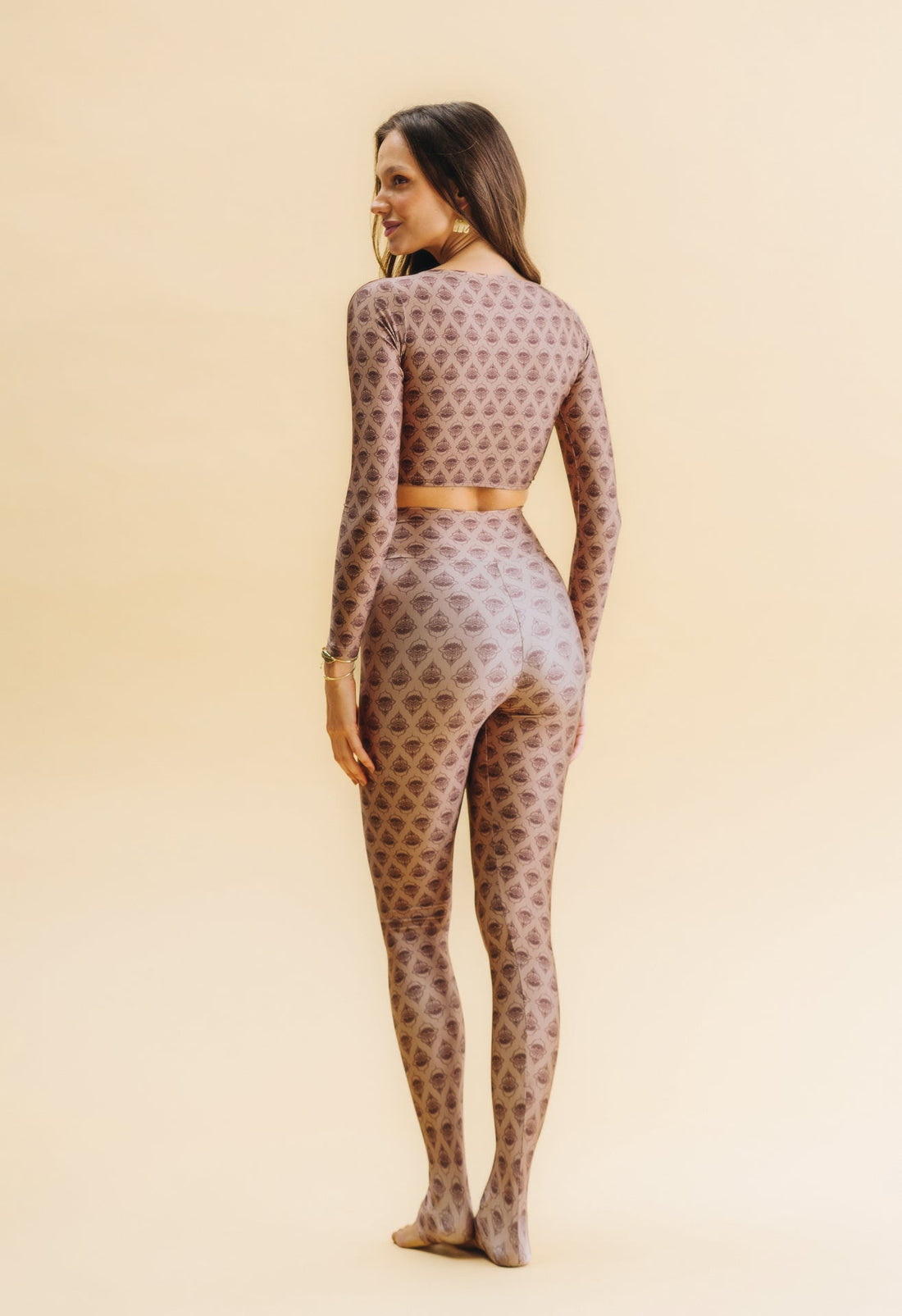 Long sleeve cropped top Hamsá Mocha