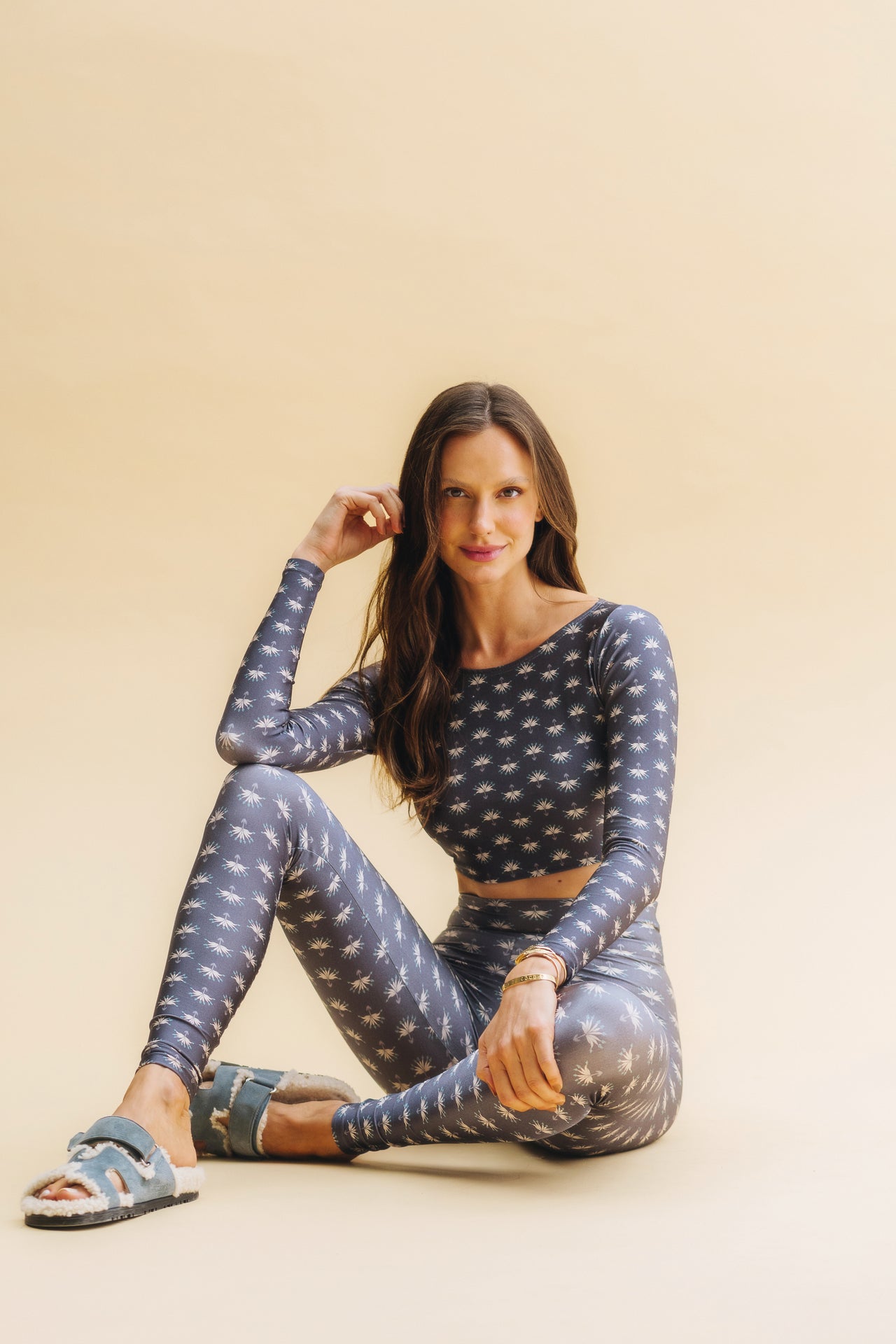 Plume long sleeve crop top