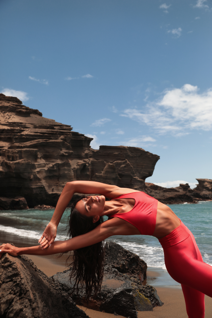 Pantalones legging altos rojos