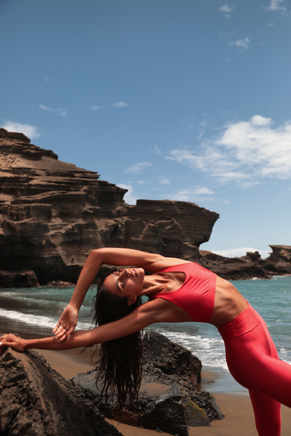 Pantalones legging altos rojos