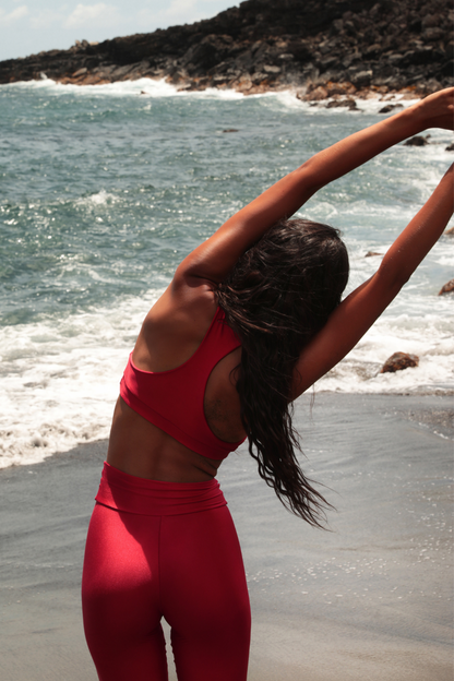 Pantalones legging altos rojos