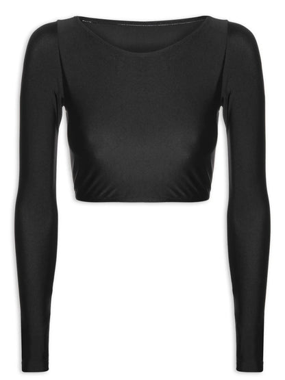 Black Long Sleeve Crop Top