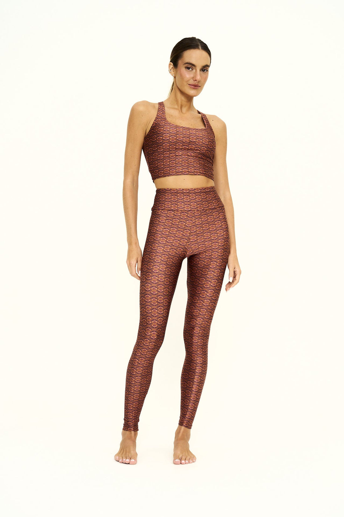 Calça Legging estampada High Brisa Marrom